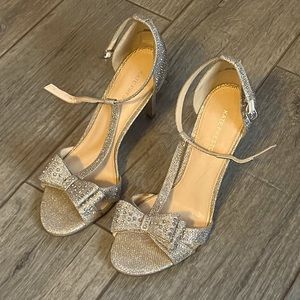 Glittery Kate Preston heels with ankle buckles, size 11.